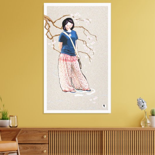 cherry blossom girl light versie canvas afdruk (Insitu (Woonkamer))