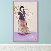 cherry blossom girl mauve roze versie canvas afdruk (Insitu (Houten vloer))