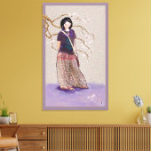 cherry blossom girl mauve roze versie canvas afdruk (Insitu (Woonkamer))