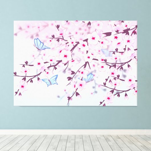 Cherry Blossom Girly Canvas Afdruk (Insitu (Houten vloer))