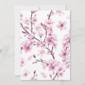 Cherry Blossom & Gold Lijst Wedding Invitation Kaart (Achterkant)