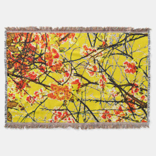 Cherry Blossom Golden Yellow Floral Design Deken