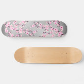 Cherry Blossom Gray Pink Asia Floral Persoonlijk Skateboard (Horizontaal)