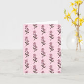 Cherry Blossom Groetjes Kaart - Roze Patroon (Gele Bloem)
