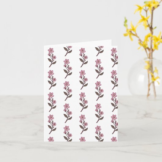 Cherry Blossom Groetjes Kaart - White Pattern (Gele Bloem)