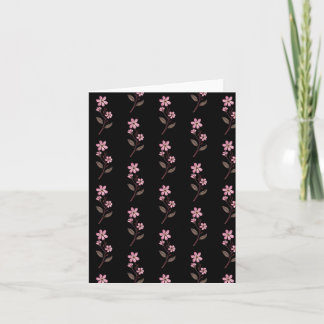 Cherry Blossom Groetjes Kaart - Zwart Patroon