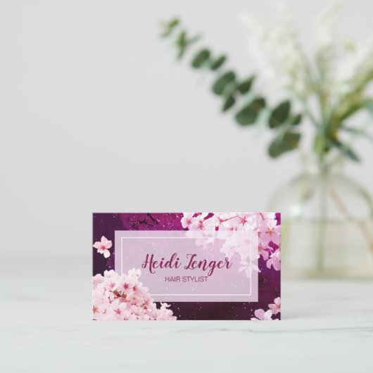 Cherry Blossom Hair Stylist Visitekaartje (Staand voorkant)