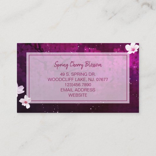 Cherry Blossom Hair Stylist Visitekaartje (Achterkant)