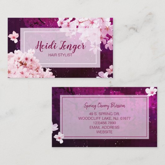 Cherry Blossom Hair Stylist Visitekaartje (Voorkant / Achterkant)