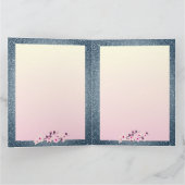 Cherry Blossom Happy Birthday Dark Blue Glitter Kaart (Binnen)