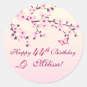 Cherry Blossom Happy Birthday Ronde Sticker