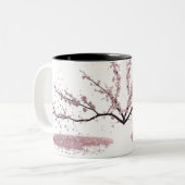 Cherry Blossom Harmony – Elegant Tweekleurige Koffiemok (Voorkant links)