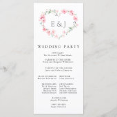 Cherry Blossom Hart Monogram Bruiloft Programmakaart (Achterkant)