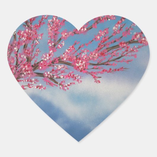 Cherry Blossom Hart Sticker (Voorkant)