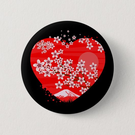 Cherry Blossom Heart Ronde Button 5,7 Cm (Voorkant)