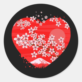Cherry Blossom Heart Ronde Sticker