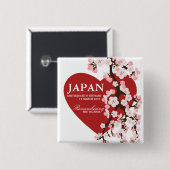 CHERRY BLOSSOM HEART VIERKANTE BUTTON 5,1 CM (Voorkant /achterkant)