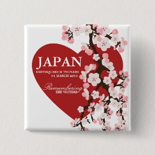 CHERRY BLOSSOM HEART VIERKANTE BUTTON 5,1 CM