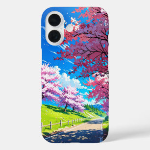 Cherry Blossom Hills - Anime Spring Landscape iPhone 16 Hoesje
