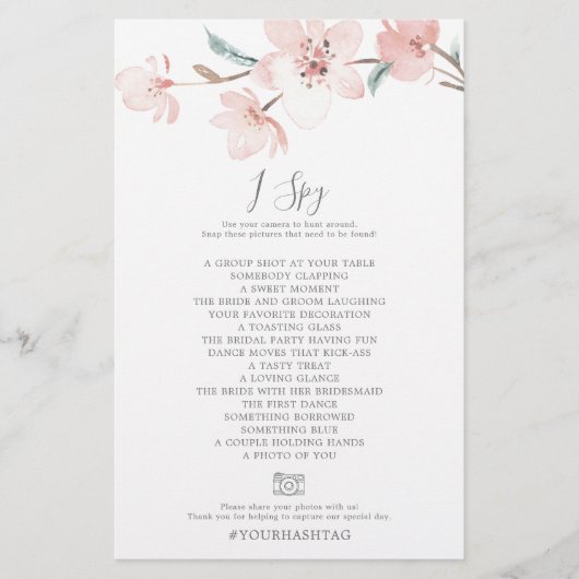 Cherry Blossom I Spy Photo Scavenger Hunt Game Flyer (Voorkant)