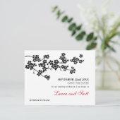 Cherry Blossom in Black Save the Date Invitation (Staand voorkant)