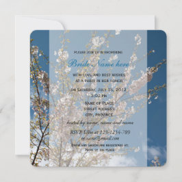 cherry blossom in blue sky vrijgezellenfeest invit kaart