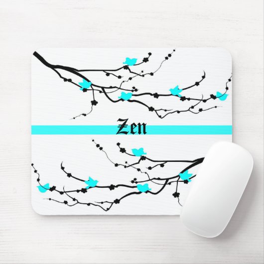 Cherry Blossom in Bright Powder Blue en Zen Muismat (Met muis)