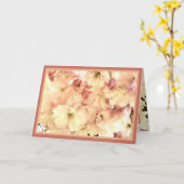 Cherry Blossom in crème en roze wenskaart Kaart (Gele Bloem)