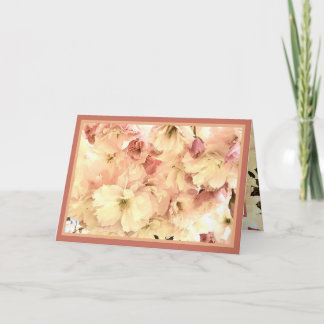 Cherry Blossom in crème en roze wenskaart Kaart