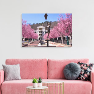 Cherry Blossom in Hot Springs Arkansas Poster Canvas Afdruk