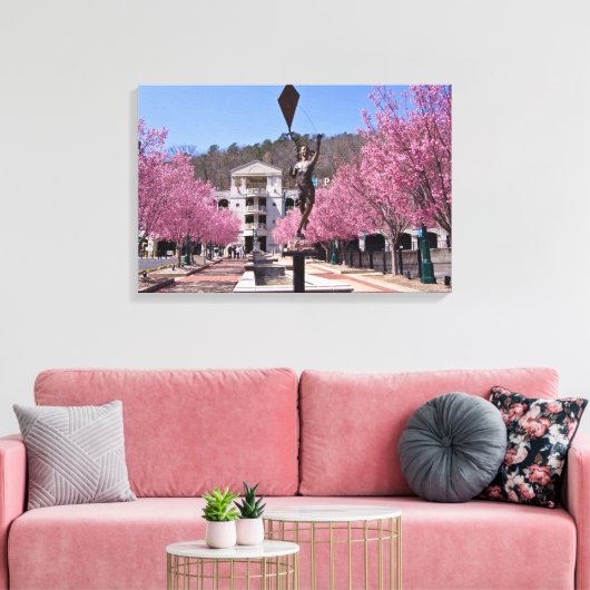 Cherry Blossom in Hot Springs Arkansas Poster Canvas Afdruk (Insitu (Woonkamer))