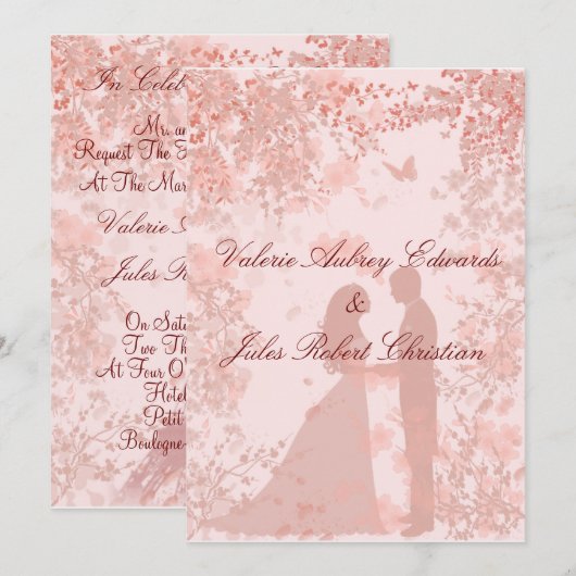 Cherry Blossom in Paris Wedding Invitation Kaart (Voorkant / Achterkant)