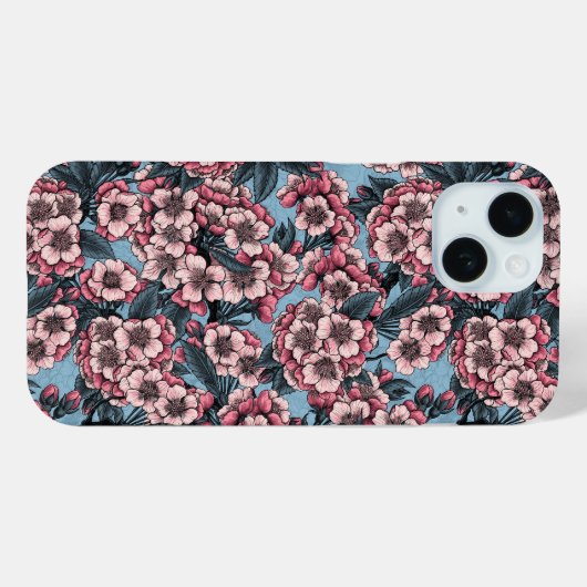 Cherry blossom in pink and blue Case-Mate iPhone case (Achterkant (horizontaal))