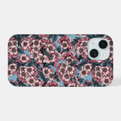 Cherry blossom in pink and blue iPhone 15 case (Achterkant horizontaal)