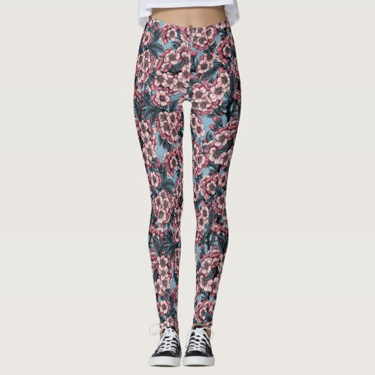 Cherry blossom in pink and blue leggings (Voorkant)
