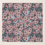 Cherry blossom in pink and blue sjaal<br><div class="desc">Hand drawn pattern with cherry blossom</div>