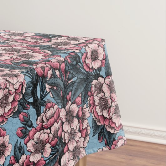 Cherry blossom in pink and blue tafelkleed (Voorbeeld)
