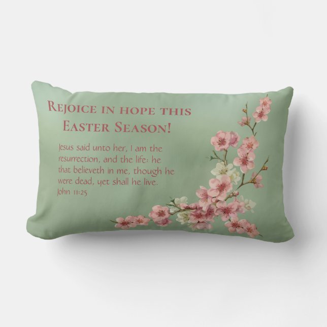 Cherry Blossom in Pink en Blauwgroen Accent Pillow Kussen (Voorkant)