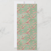 Cherry Blossom in Pink en Blauwgroen sympathikaart Aankondiging (Achterkant)