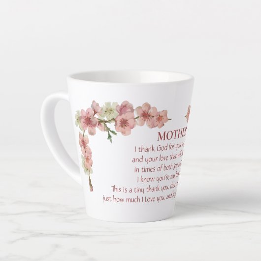 Cherry Blossom in Pink voor moeder Latte Mok (Linkerhoek)