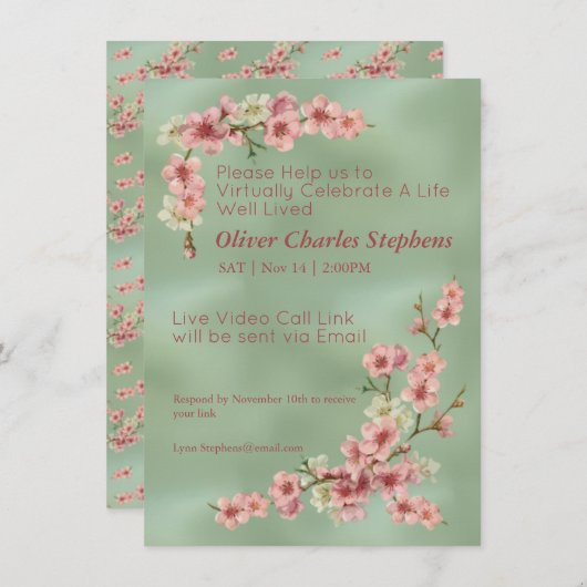 Cherry Blossom in roze en Blauwgroen (Voorkant / Achterkant)