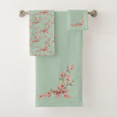 Cherry Blossom in roze en Blauwgroen Bad Handdoek (Insitu)