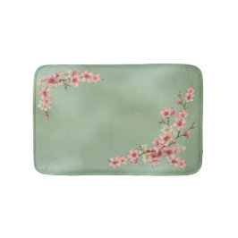 Cherry Blossom in roze en Blauwgroen Badmat