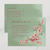 Cherry Blossom in roze en Blauwgroen Briefkaart (Voorkant / Achterkant)