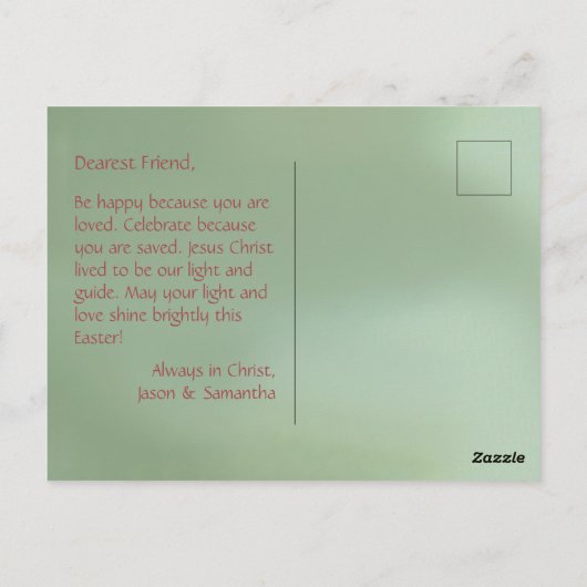 Cherry Blossom in roze en Blauwgroen Briefkaart (Achterkant)