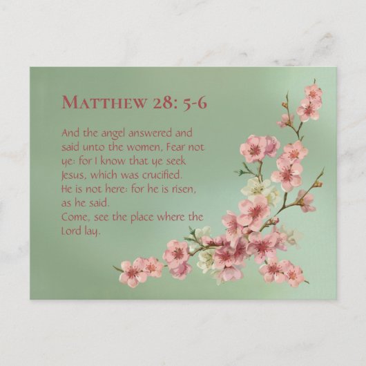 Cherry Blossom in roze en Blauwgroen Briefkaart (Voorkant)