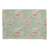 Cherry Blossom in roze en Blauwgroen Kussensloop (Voorkant-Links)