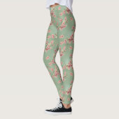 Cherry Blossom in roze en Blauwgroen Leggings (Links)