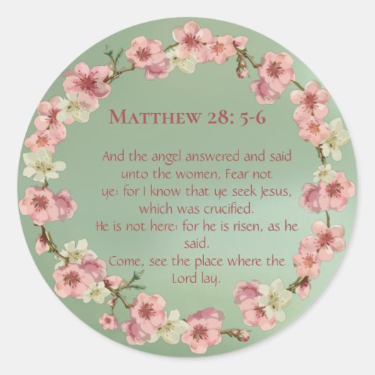 Cherry Blossom in roze en Blauwgroen Ronde Sticker (Voorkant)