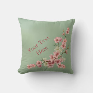 Cherry Blossom in roze en Blauwgroen Sierkussen